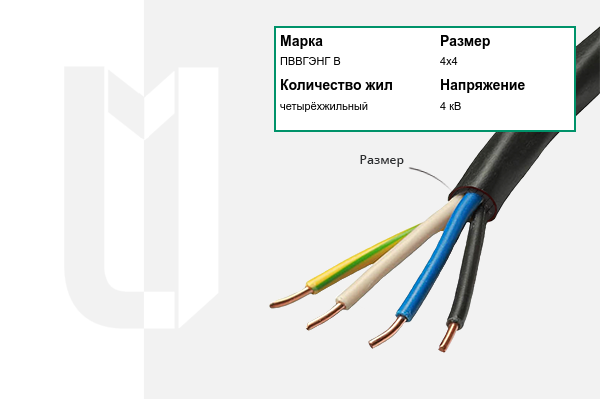 Силовой кабель ПВВГЭНГ В 4х4 мм